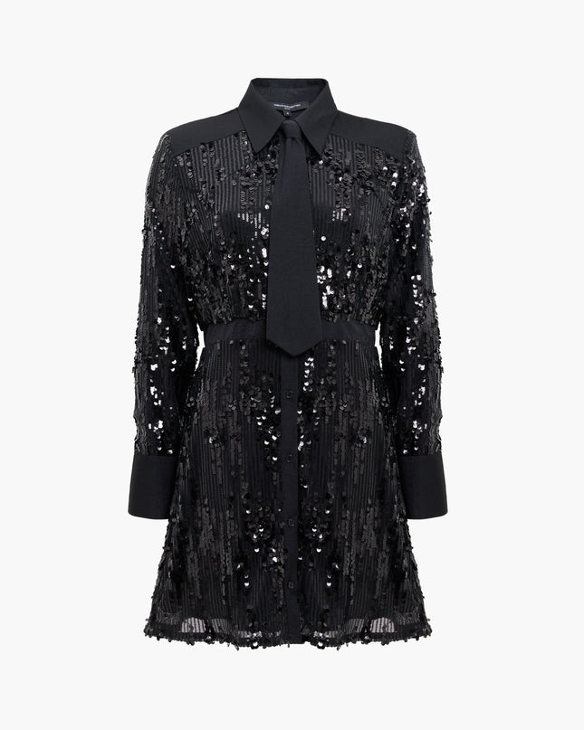 French Connection Zyra Sequin Shirt Dress - Black