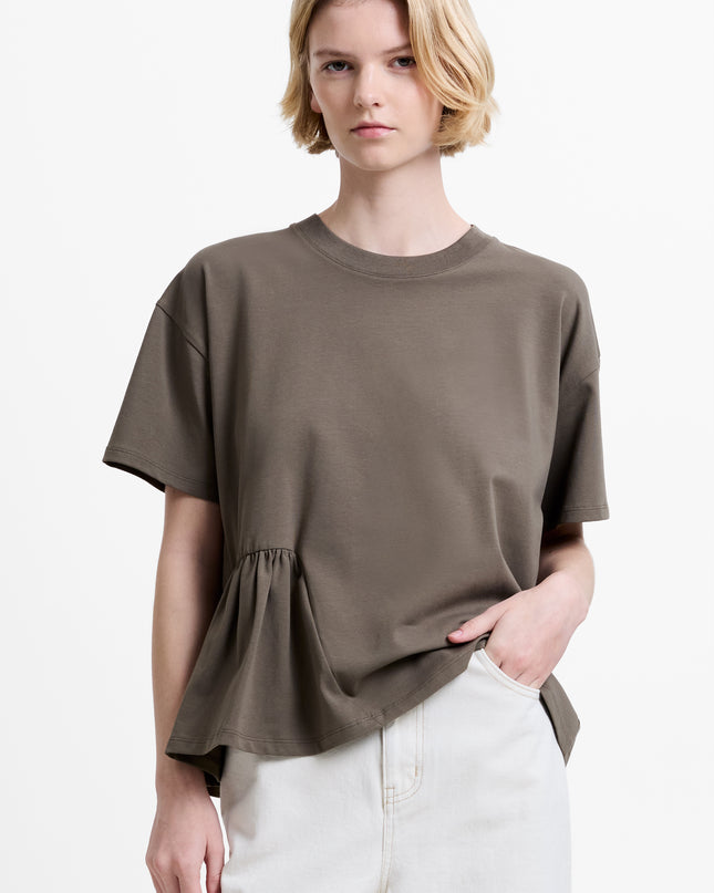 French Connection Rallie Asymmetric Top - Washed Khaki