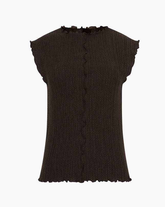 French Connection Andie Textured Top - Espresso Brown