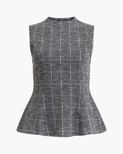 French Connection Wesley Jersey Top - Grey Check