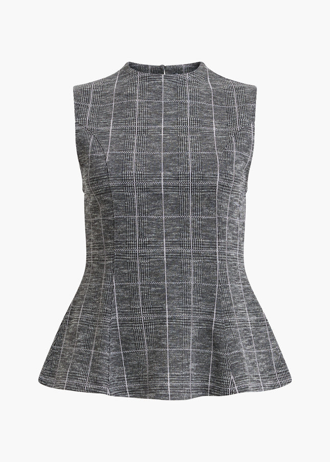 French Connection Wesley Jersey Top - Grey Check