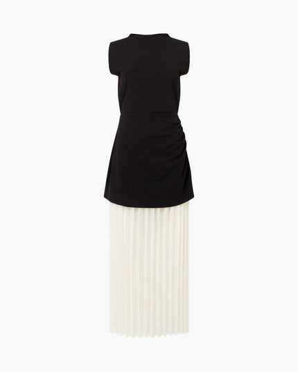 Frech Connection Zion Pleated Skirt Dress - Black Porcelain