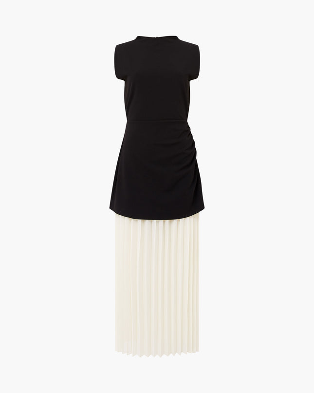 Frech Connection Zion Pleated Skirt Dress - Black Porcelain