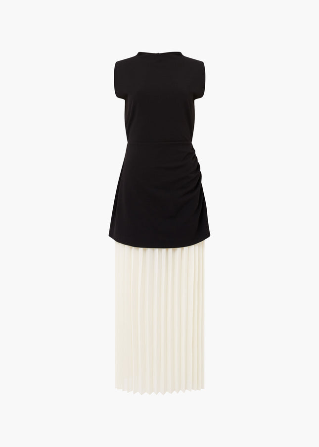 Frech Connection Zion Pleated Skirt Dress - Black Porcelain