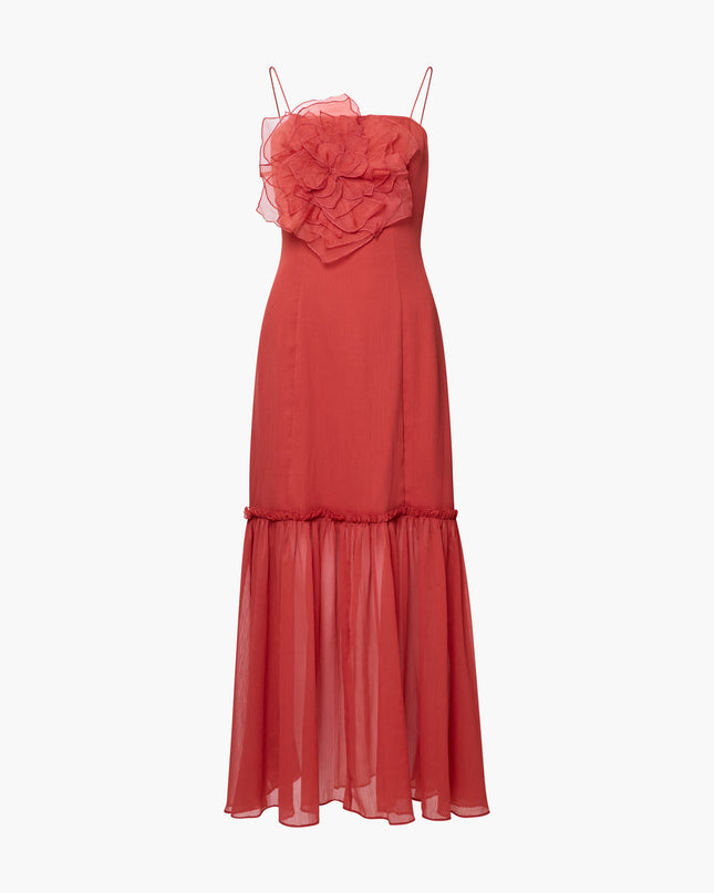 French Connection Emina Chiffon Dress - Brick Red