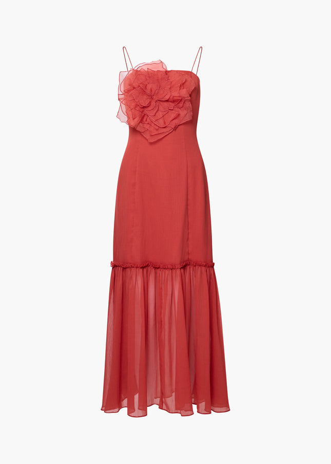 French Connection Emina Chiffon Dress - Brick Red