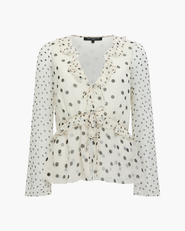 French Connection Valeria Chiffon Top - Cream/Black