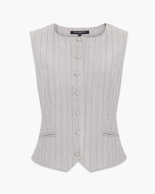French Connection Enya Pinstripe Waistcoat - Grey