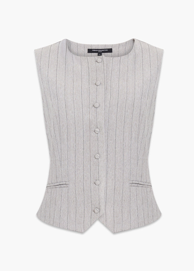 French Connection Enya Pinstripe Waistcoat - Grey