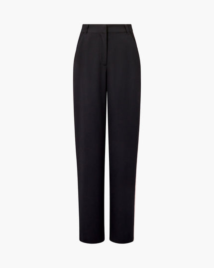 French Connection Vinnie Side Stripe Trouser - Black/Porcelain Cream