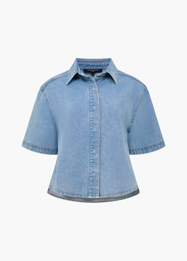 French Connection Sam Denim Short Sleeve Shirt - Vintage Wash