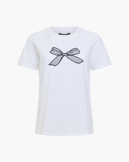 French Connection Mesh Bow T-Shirt - White