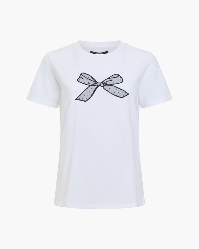 French Connection Mesh Bow T-Shirt - White
