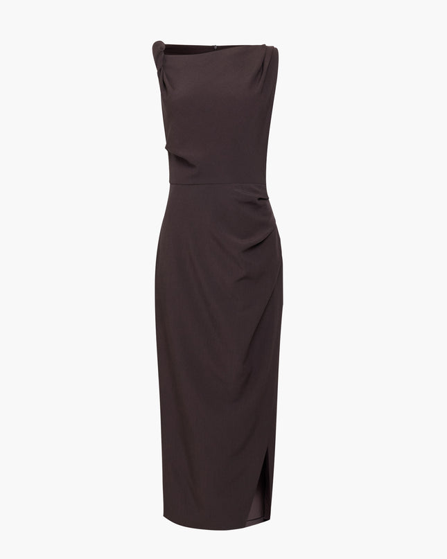 French Connection Carley Draped Midi Dress - Mocha Brown