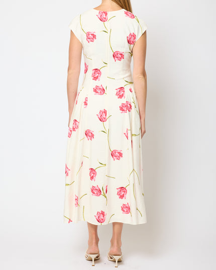 French Connection Cresida Faron Midi Dress - Ivory/Pink