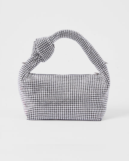 French Connection Knot Diamante Bag - Silver