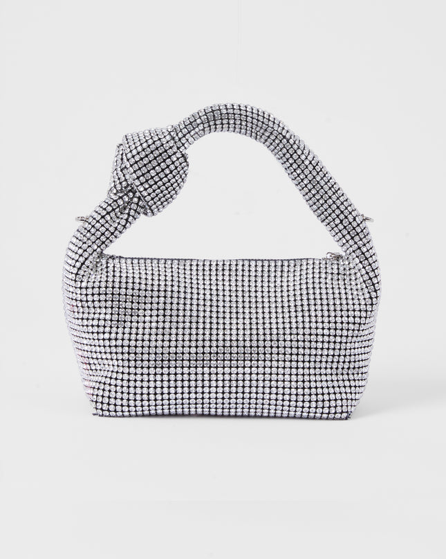 French Connection Knot Diamante Bag - Silver