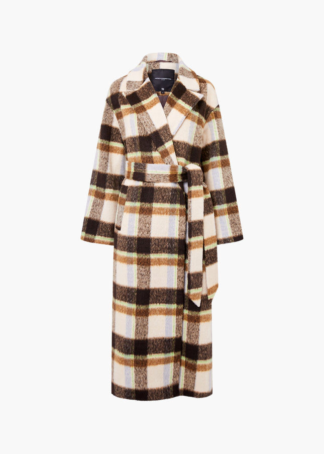 French Connection Remi Belted Coat - Brown Multi