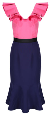 8TH Sign X SBB - Charlize Colourblock Frill Shoulder Dress