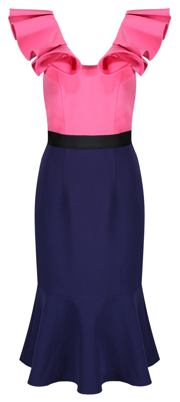 8TH Sign X SBB - Charlize Colourblock Frill Shoulder Dress