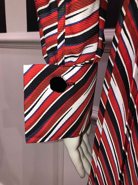 Striped Detail Dress - Red/Navy/White