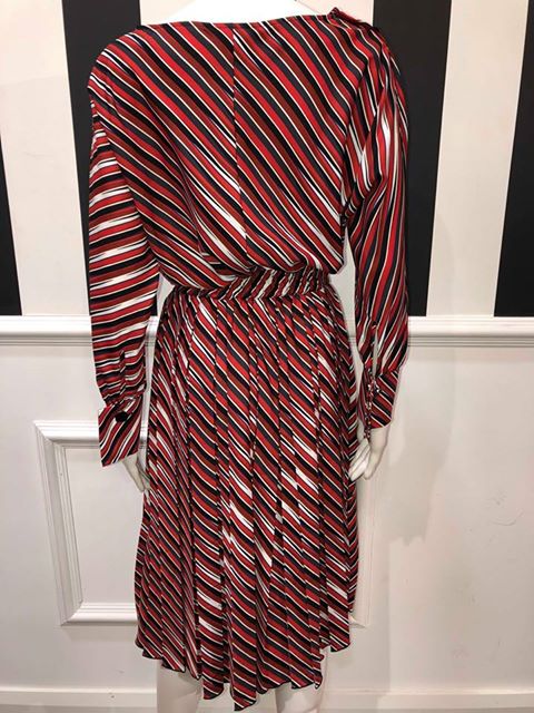 Striped Detail Dress - Red/Navy/White