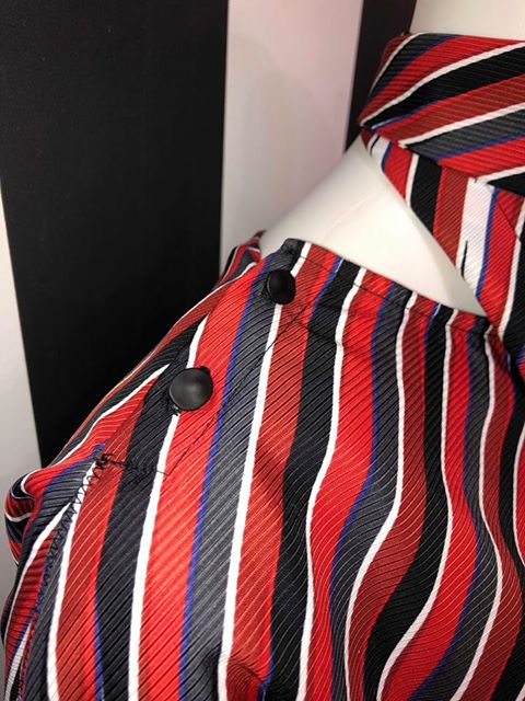 Striped Detail Dress - Red/Navy/White