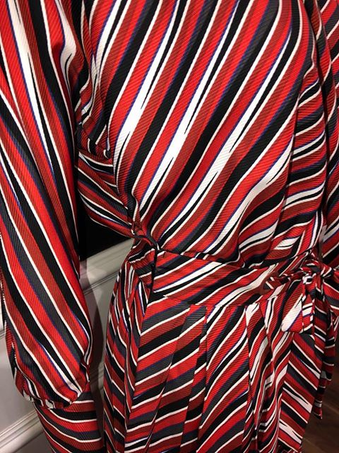 Striped Detail Dress - Red/Navy/White