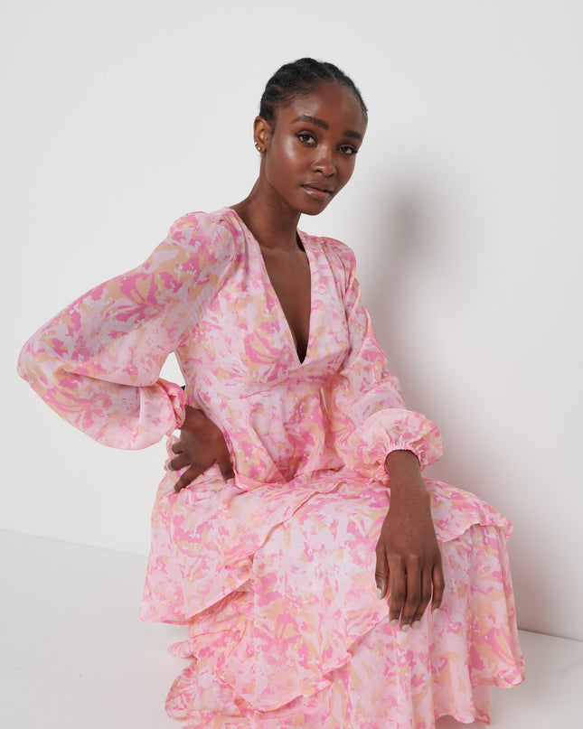 Ashton Maxi Dress - Pink Abstract