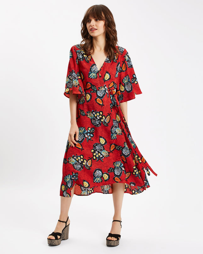 Club Tropicana Wrap Midi Dress