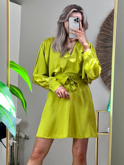 Cleo Mini Skater Dress - Lime Green