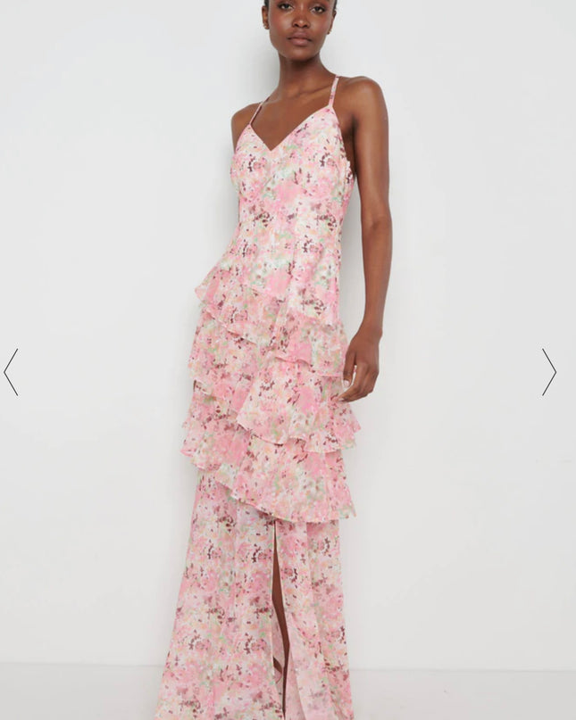 Hettie Asymmetric Ruffle Dress - Floral