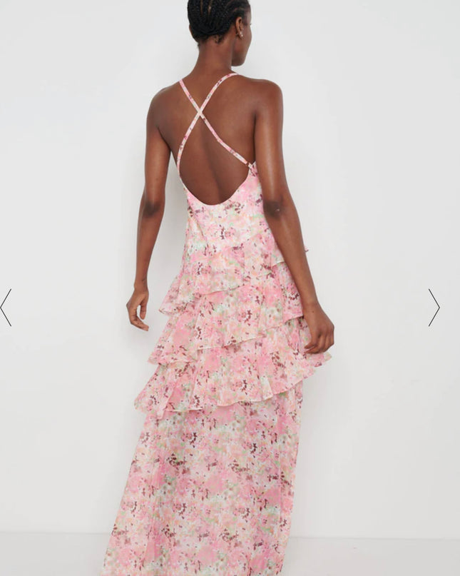 Hettie Asymmetric Ruffle Dress - Floral