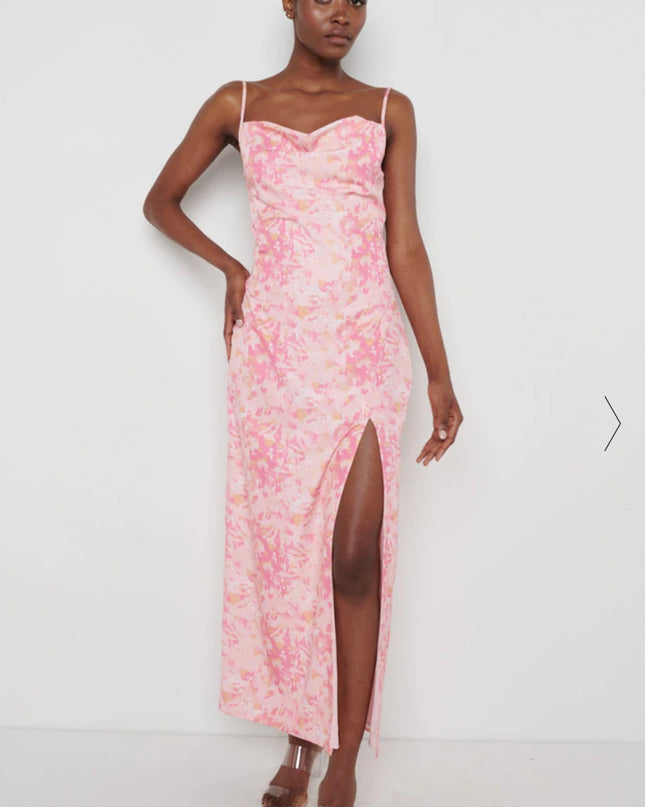 Keisha Midaxi Dress - Pink Abstract