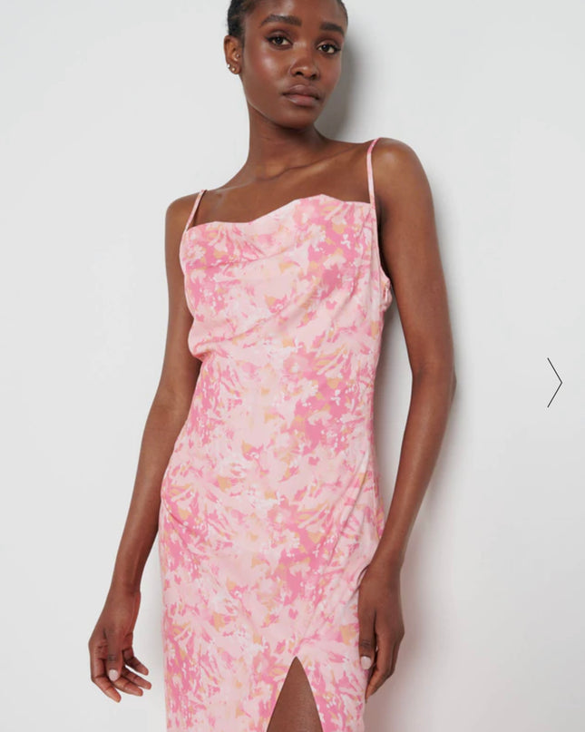 Keisha Midaxi Dress - Pink Abstract