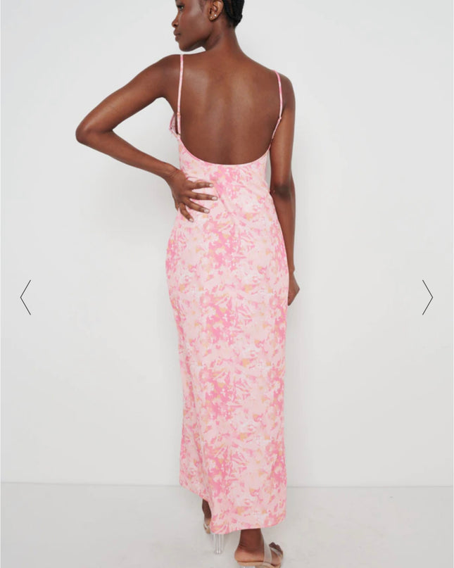 Keisha Midaxi Dress - Pink Abstract