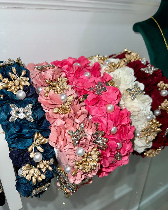 Rosa Padded Embellished Hairband - Teal