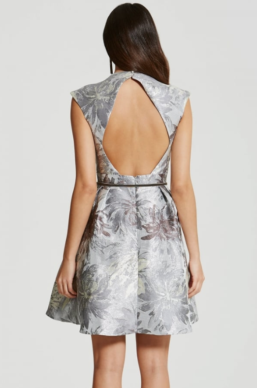 Silver Jacquard Skater Dress