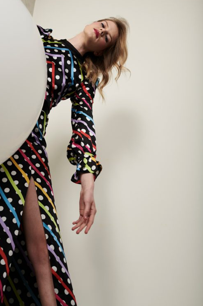 Olivia Rubin Marley Chevron Polka Dot Dress