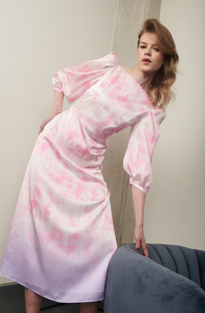Olivia Rubin Lara Tie Dye Silk Midi Dress