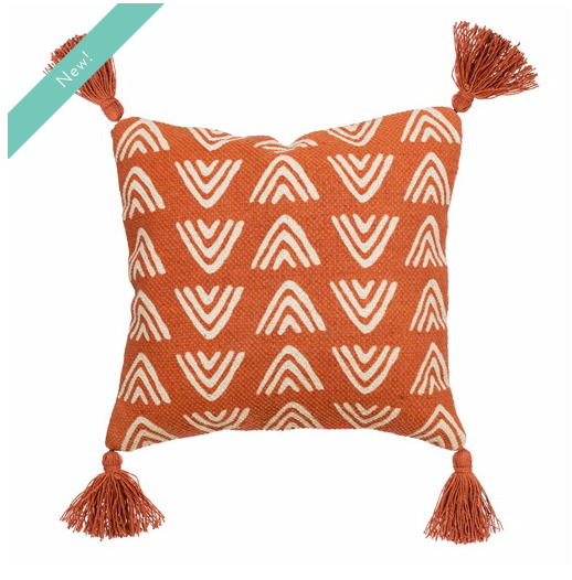 Terracotta Triangle Block Print Cushion