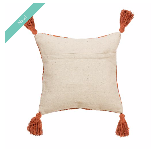 Terracotta Triangle Block Print Cushion