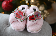 Chic Slippers with Bubble & Pop brooch - Pink