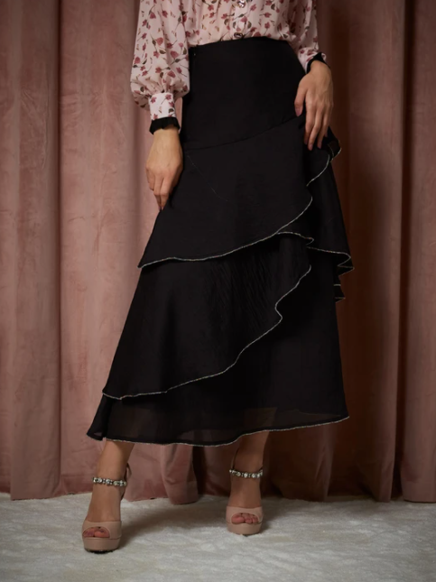 Long black skirt sales midi