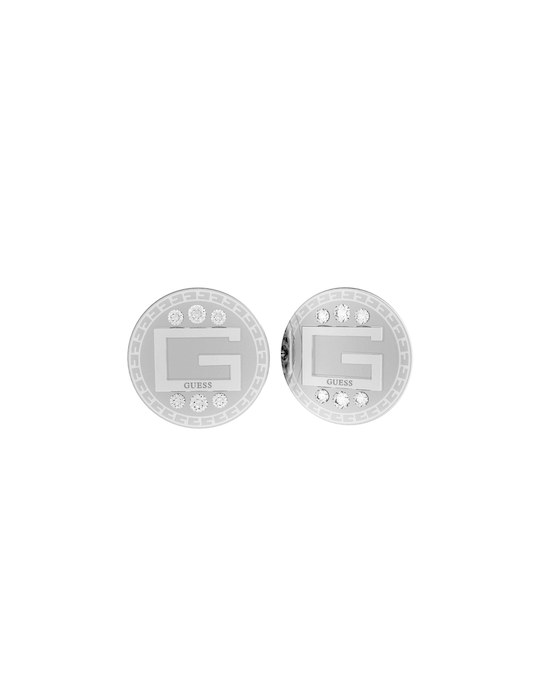 Guess Solitaire Logo Studs - Silver