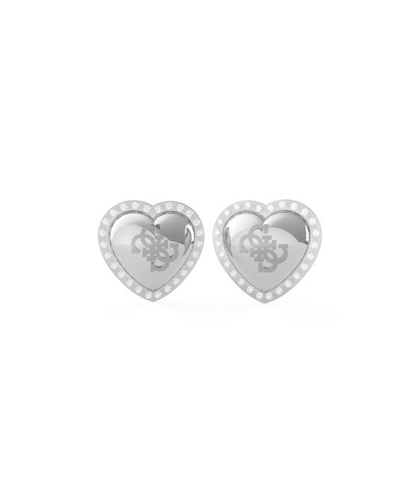 Guess That's Amore Heart Logo Studs - Silver