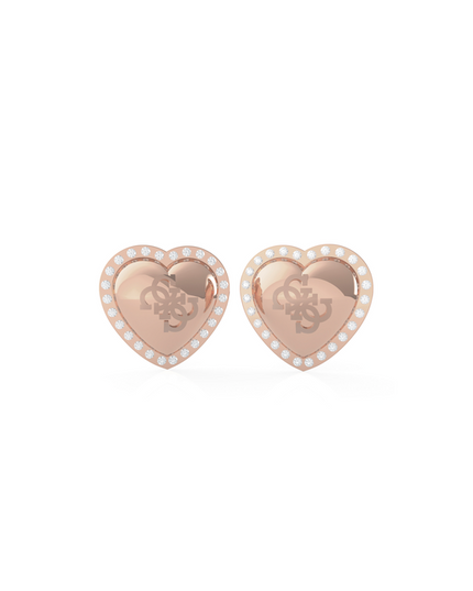 Guess That's Amore Heart Logo Studs - Rose Gold