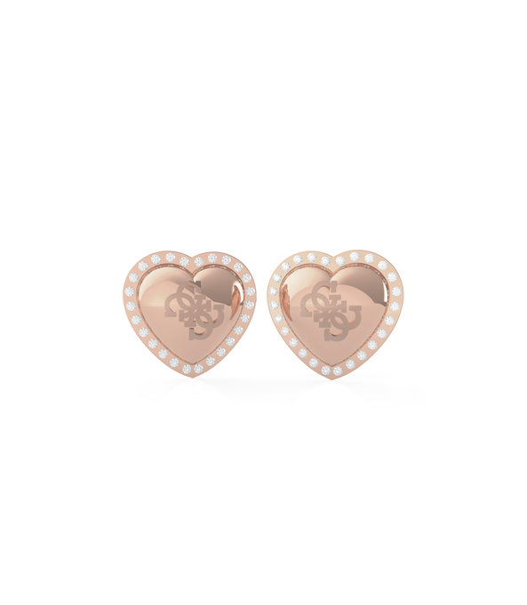 Guess That's Amore Heart Logo Studs - Rose Gold