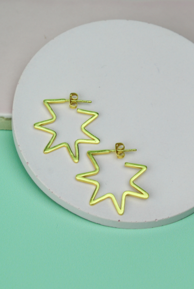 Large Pow Star Hoops