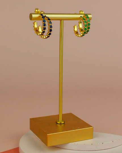 Enamel Star Earrings - Blue & Green
